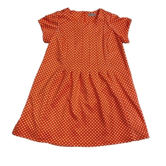 Shelby & Palmer Orange and White Polka Dot Pleated Knee Length Dress Size 2X-3X - Picture 3 of 9